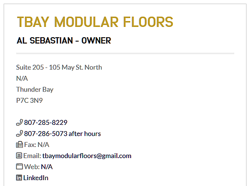 Al Sebastian - TBay Modular Floors.